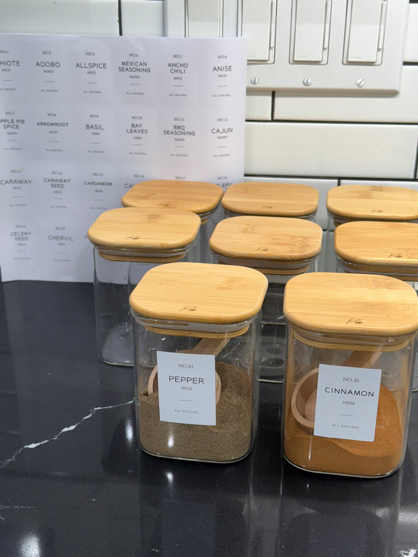 Spice Jars - 8Pcs (Includes labels)