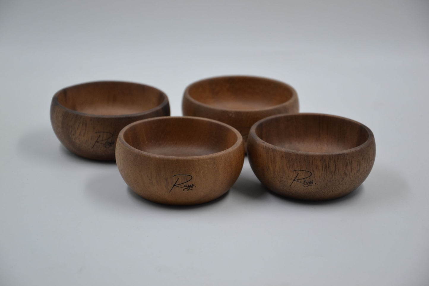 Mini Acacia Bamboo Bowls - 4Pcs