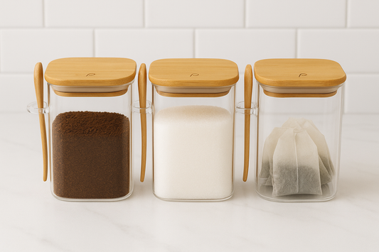 3-Piece Square Glass Jar Set - 600ml